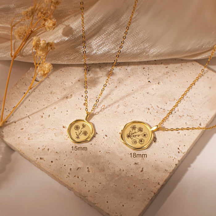 Custom Flower Bouquet Stamped Necklace-Jewelry-Anavia-Afterlife Essentials