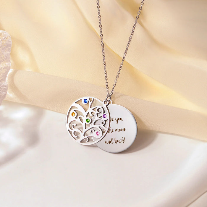 Custom Birthstone Tree of Life Necklace-Jewelry-Anavia-Afterlife Essentials