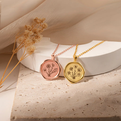 Custom Flower Bouquet Stamped Necklace-Jewelry-Anavia-Afterlife Essentials