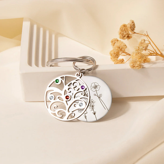 2-4 Flowers Birthstone Tree of Life Necklace-Jewelry-Anavia-Afterlife Essentials
