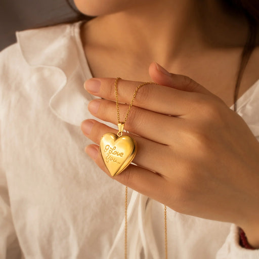 I Love You Photo Heart Locket-Jewelry-Anavia-Afterlife Essentials