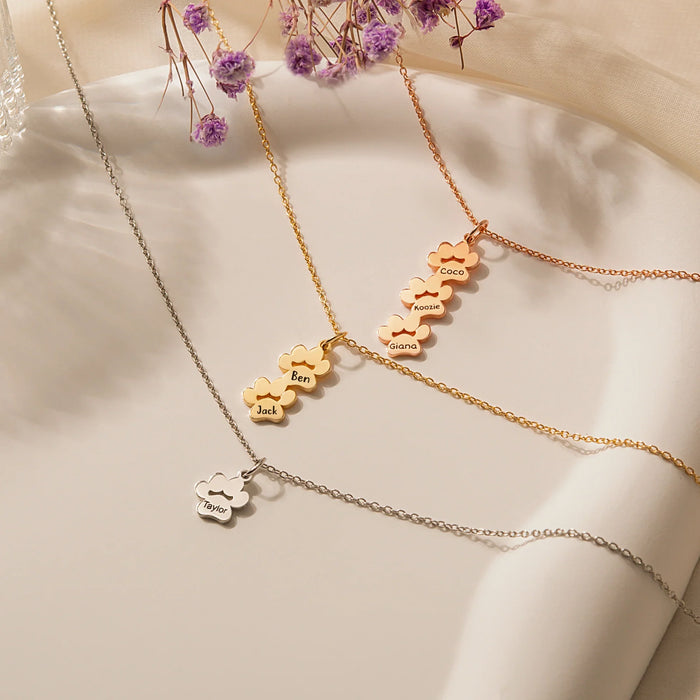 Vertical Paw Print Name Necklace-Jewelry-Anavia-Afterlife Essentials