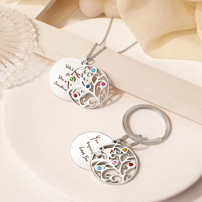 Handwriting Birthstone Tree of Life Necklace-Jewelry-Anavia-Afterlife Essentials