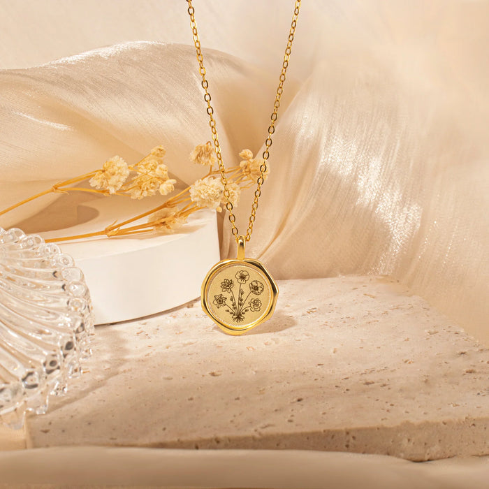 Custom Flower Bouquet Stamped Necklace-Jewelry-Anavia-Afterlife Essentials