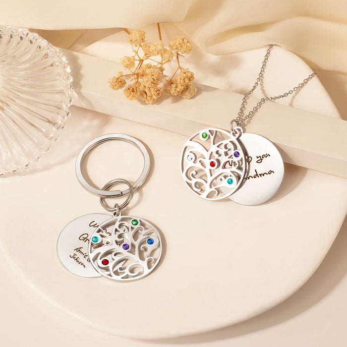 Handwriting Birthstone Tree of Life Necklace-Jewelry-Anavia-Afterlife Essentials