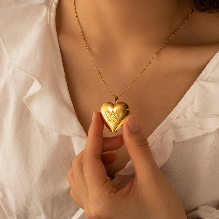 I Love You Photo Heart Locket-Jewelry-Anavia-Afterlife Essentials