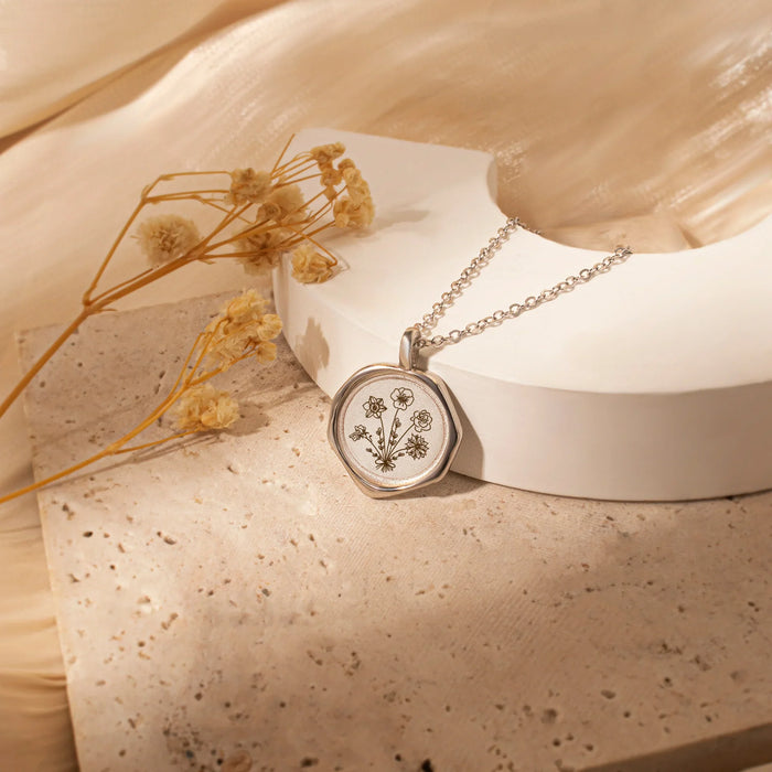 Custom Flower Bouquet Stamped Necklace-Jewelry-Anavia-Afterlife Essentials