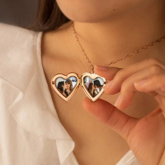 Double Heart Photo Heart Locket-Jewelry-Anavia-Afterlife Essentials