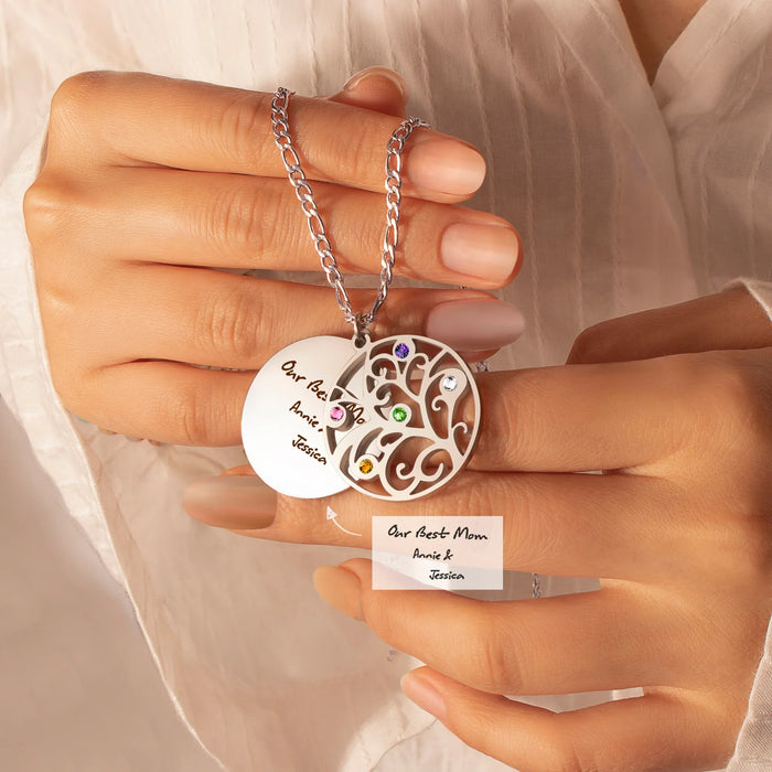 Handwriting Birthstone Tree of Life Necklace-Jewelry-Anavia-Afterlife Essentials