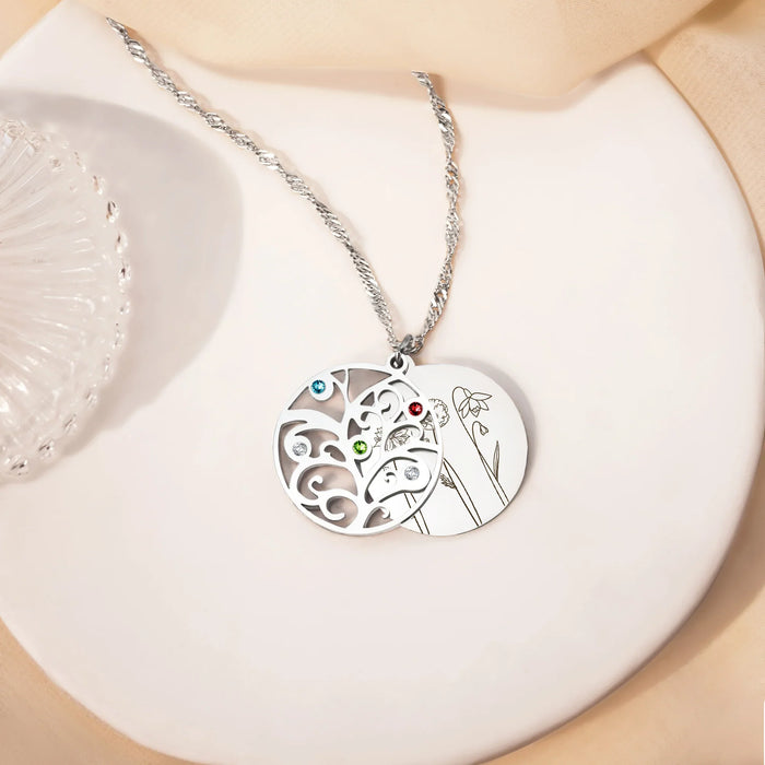 2-4 Flowers Birthstone Tree of Life Necklace-Jewelry-Anavia-Afterlife Essentials