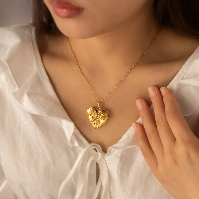 Custom Rose Photo Heart Locket-Jewelry-Anavia-Afterlife Essentials