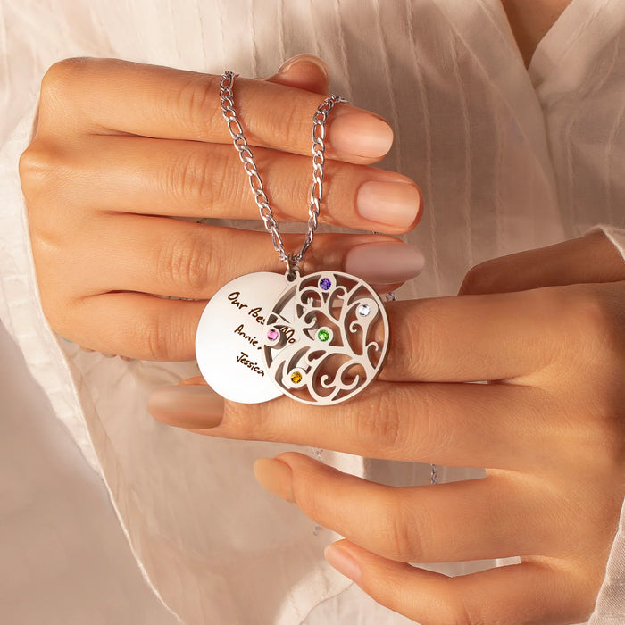 Handwriting Birthstone Tree of Life Necklace-Jewelry-Anavia-Afterlife Essentials
