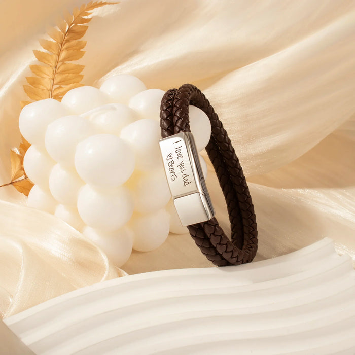 Custom Handwriting Double Strap Leather Bracelet-Jewelry-Anavia-Afterlife Essentials