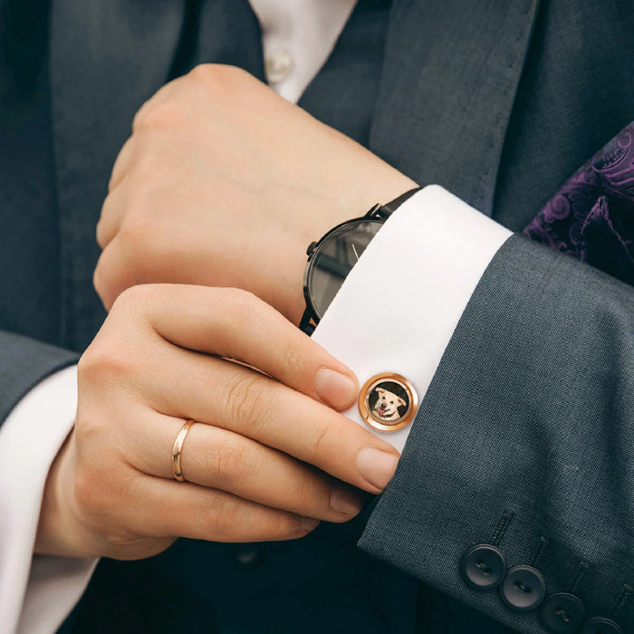 Glass Photo Locket Cufflinks-Jewelry-Anavia-Afterlife Essentials