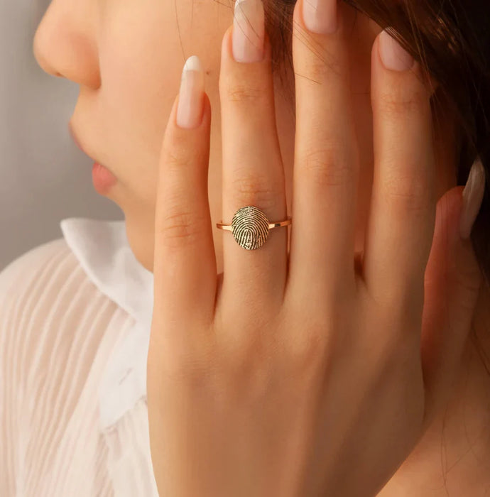 Oval Fingerprint Memorial Ring-Jewelry-Anavia-Afterlife Essentials
