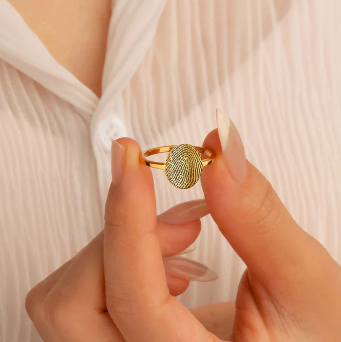 Oval Fingerprint Memorial Ring-Jewelry-Anavia-Afterlife Essentials