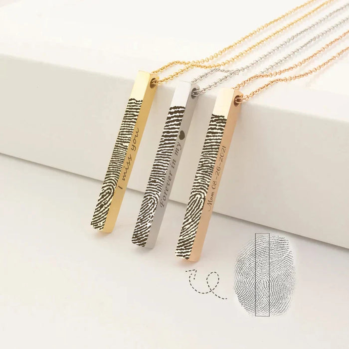 4-Sided Bar Fingerprint Memorial Necklace-Jewelry-Anavia-Afterlife Essentials