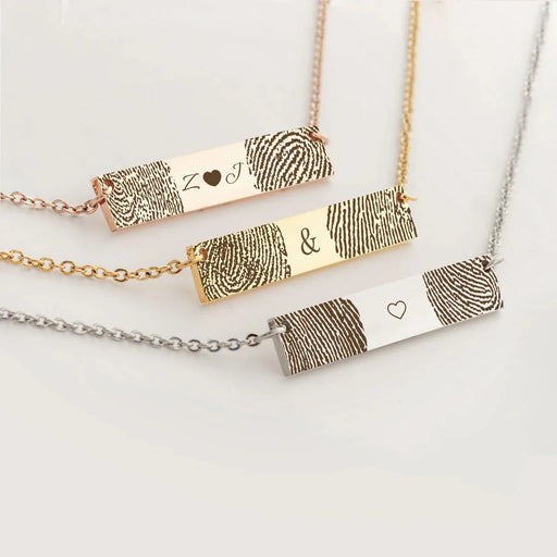 2 Fingerprint Bar Memorial Necklace-Jewelry-Anavia-Afterlife Essentials