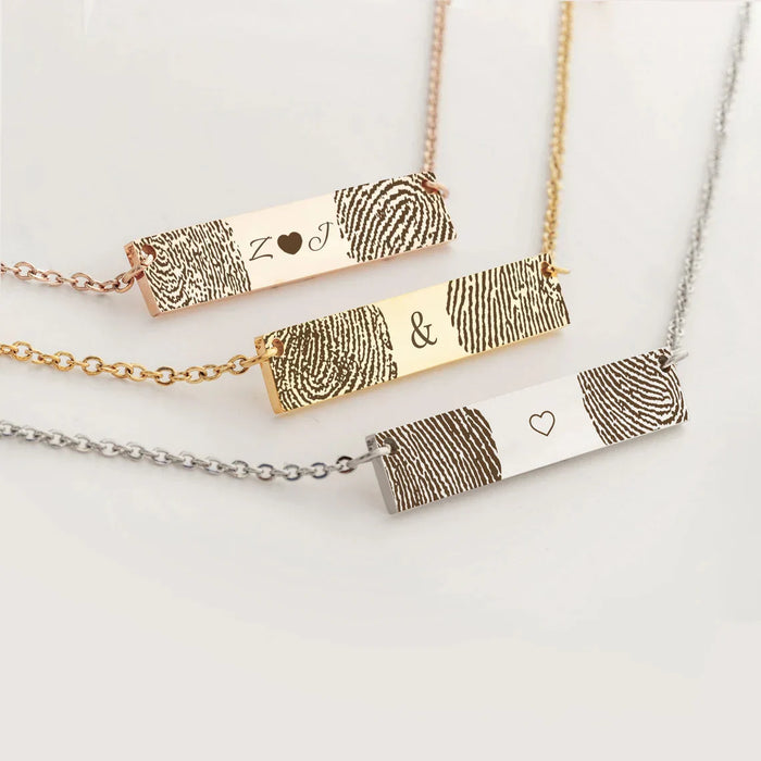 2 Fingerprint Bar Memorial Necklace-Jewelry-Anavia-Afterlife Essentials