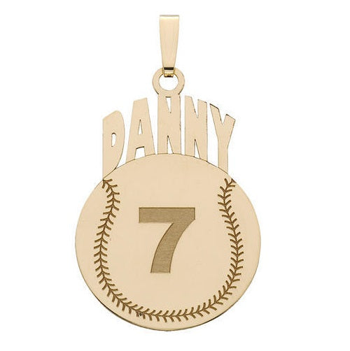 Custom Baseball Pendant w/ Name & Number Jewelry