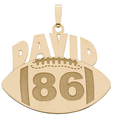 Custom Football Pendant w/ Name & Number Jewelry