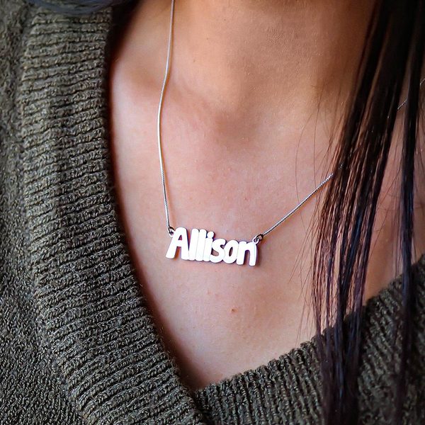 Personalized Classic Block Name Necklace with Chain Included Jewelry
