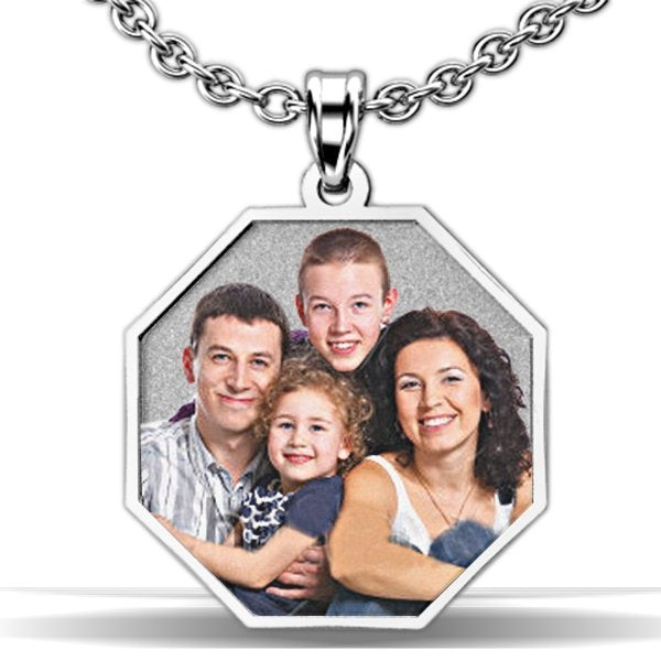 Octagon with Border Photo Pendant Picture Charm Jewelry