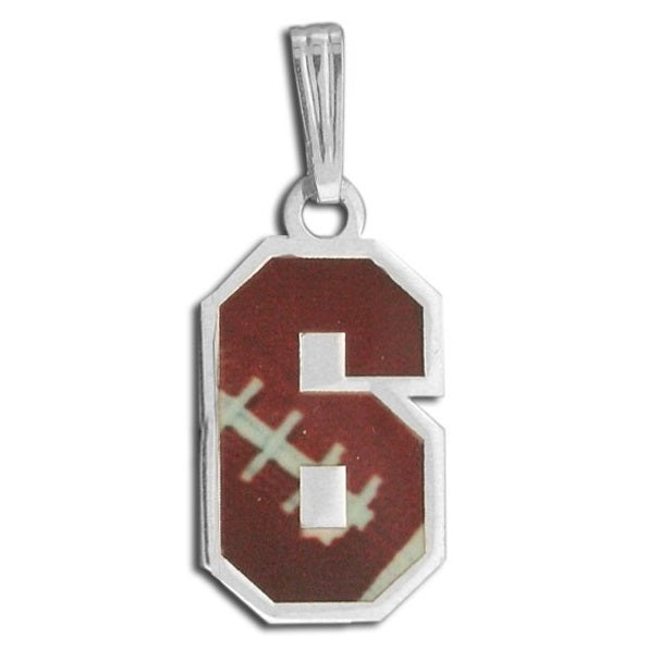 Football Color Enameled Single Number Pendant or Charm Jewelry