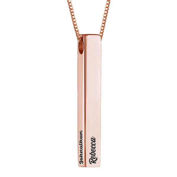 Personalized Vertical 3D Name Bar Necklace Jewelry