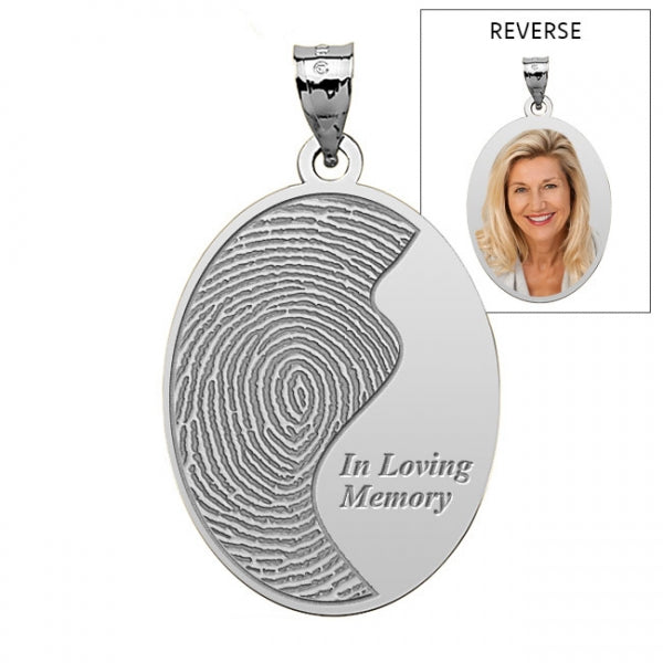 Custom Ying Yang Fingerprint Oval Charm or Pendant with Text Jewelry