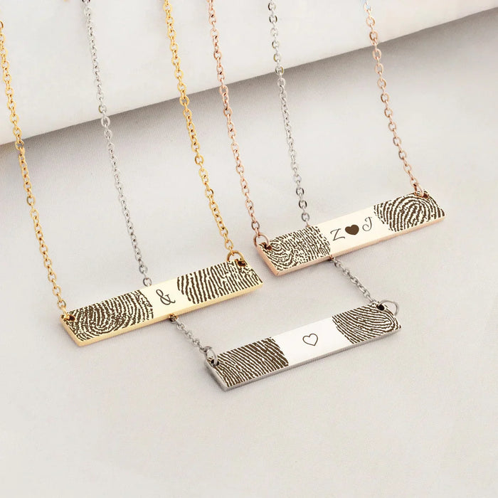 2 Fingerprint Bar Memorial Necklace-Jewelry-Anavia-Afterlife Essentials