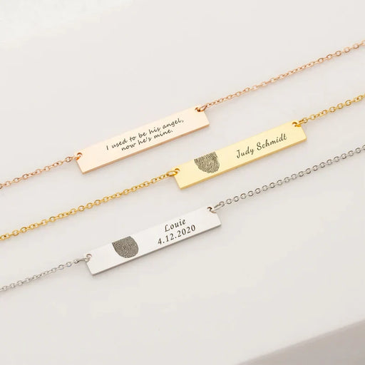 Horizontal Bar Fingerprint Memorial Necklace-Jewelry-Anavia-Afterlife Essentials