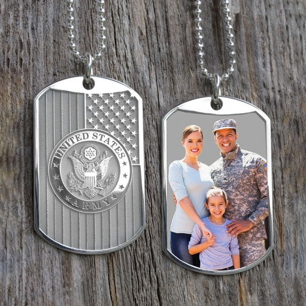 Officially Licensed Reversible US Army Photo Engraved Dog Tag Jewelry