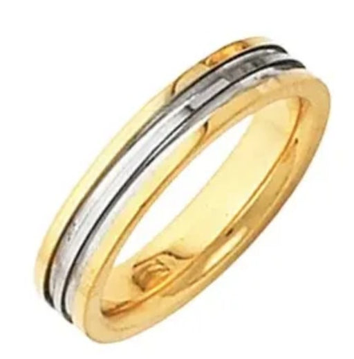 18K Yellow & Platinum Grooved Band 5697 - 4 mm-Stuller-Tender Essentials