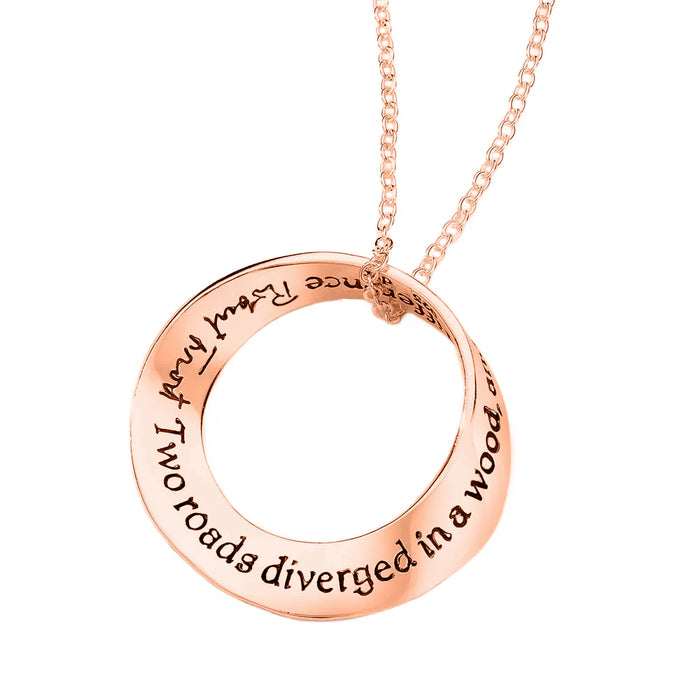 Two Roads Diverged in a Wood - Robert Frost 14K Gold Necklace