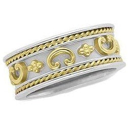 14K White/Yellow Etruscan-Style Band 50234 - 8 mm