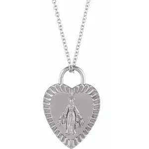 Miraculous Mary Heart 16-18" Necklace or Pendant R50013