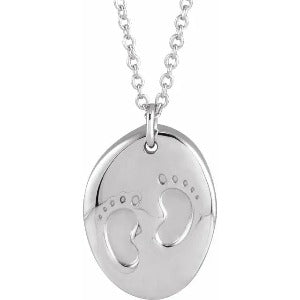 Engravable Tiny Footprint 18" Necklace or Pendant 88171