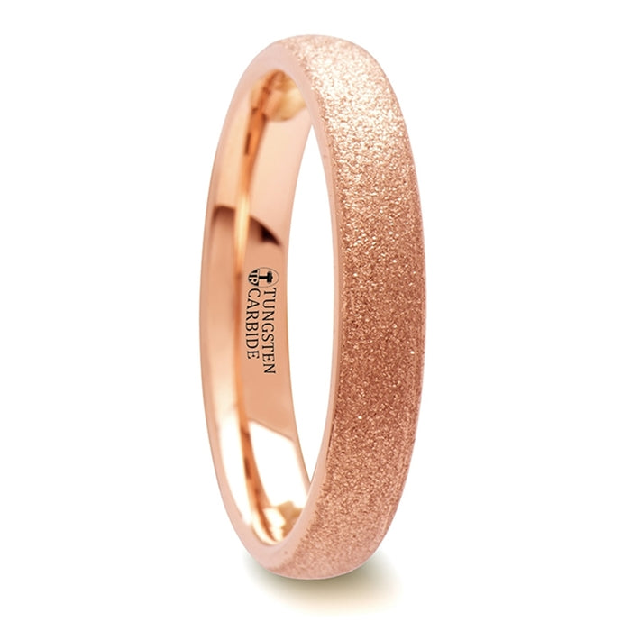 EMBER Domed Tungsten Carbide Ring with Rose Gold Plating and Sandblasted Crystalline Finish - 2mm - 8mm