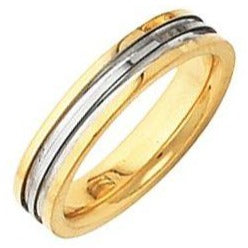 18K Yellow & Platinum Grooved Band 5697 - 4 mm