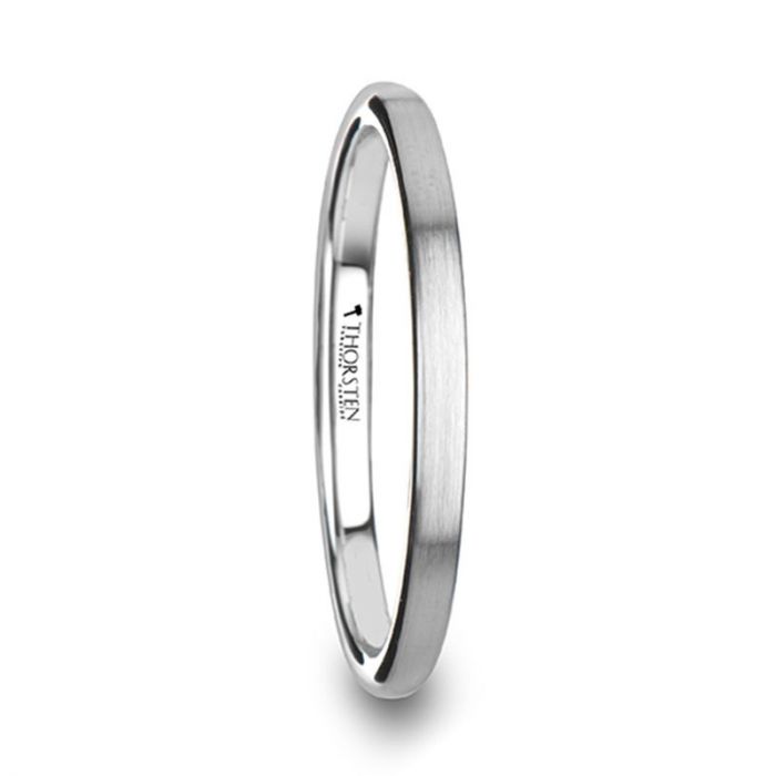 JESSAMINE Domed Tungsten Carbide Ring with Brushed Finish for Her - 2 mm