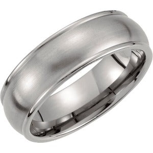 Titanium Grooved & Satin Finish Band T901 - 7 mm