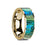GALAN Flat 14K Yellow Gold with Mother of Pearl Inlay and Polished Edges - 8mm