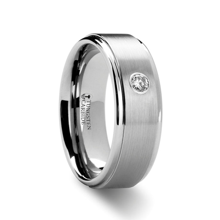 BRIGHTON Tungsten Carbide Ring with Diamond Set - 8 mm