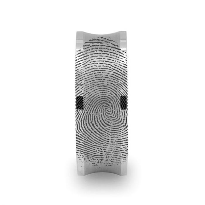 Fingerprint Ring Engraved Concave Tungsten Ring Brushed Center - Trevico - 8 mm