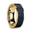 GREGOR Men’s Polished 14k Yellow Gold Flat Wedding Ring with Blue & Black Carbon Fiber Inlay - 8mm