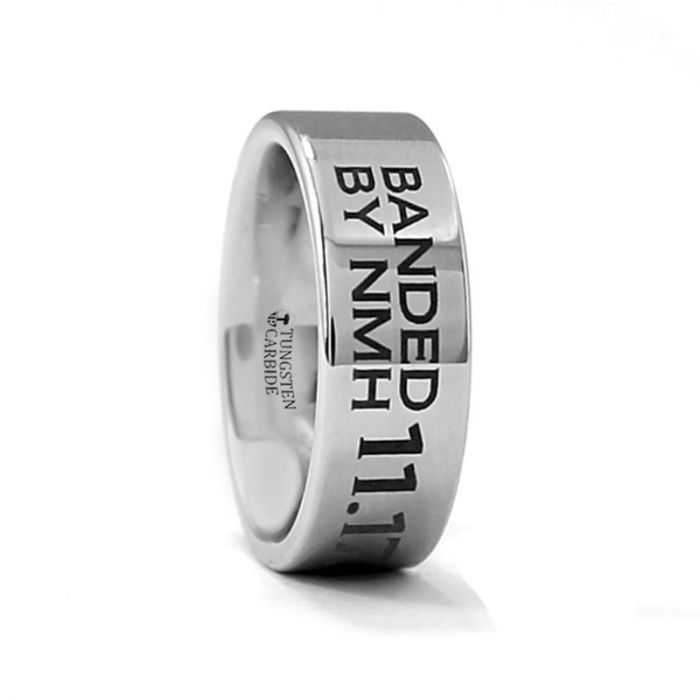 Duck Band Ring Engraved Flat Tungsten Ring Polished - 4mm - 12mm