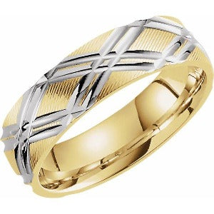 14K Yellow with Rhodium Plating Design Band 51257 - 6 mm