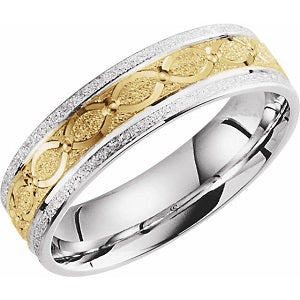 14K White/Yellow Design Band 51263 - 6 mm