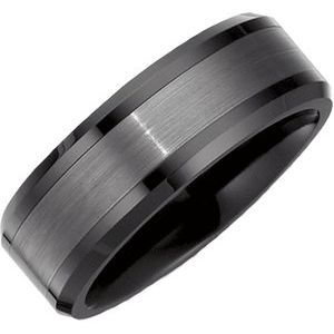 Ceramic Couture® & Tungsten Beveled-Edge Band CR058 - 8 mm